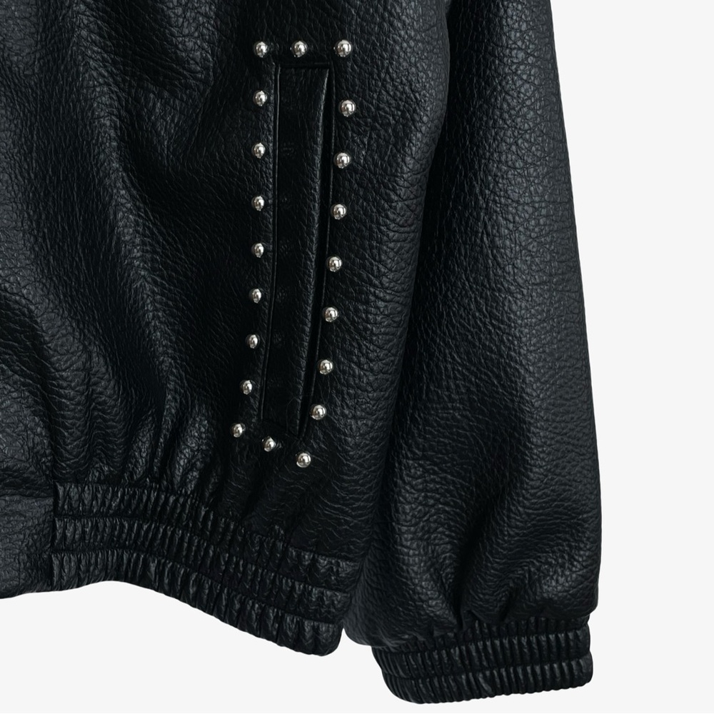 Anthropologie Pilcro Rylie Studded Faux-Leather Bomber Jacket Black Medium NWT - Picture 7 of 16
